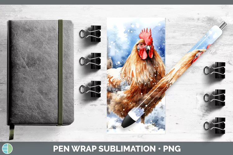 Winter Snow Chicken Pen Wrap Sublimation Pen Designs