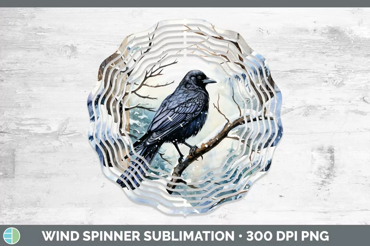 Winter Snow Crow Wind Spinner Sublimation Spinner Designs