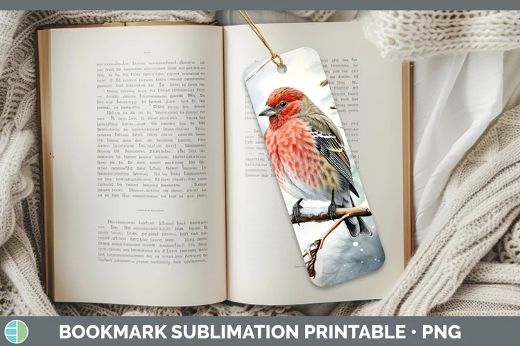 Winter Snow Finch Bookmark Sublimation Printable Designs