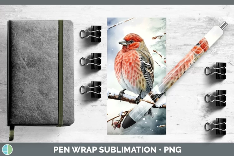 Winter Snow Finch Pen Wrap Sublimation Epoxy Pen Designs