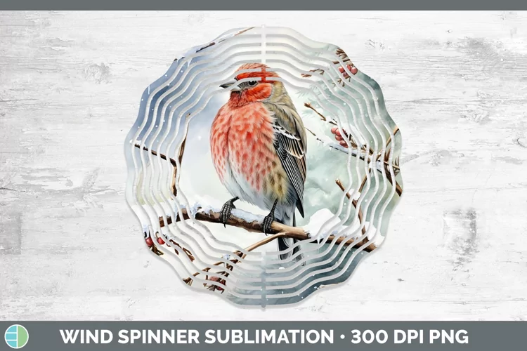 Winter Snow Finch Wind Spinner Sublimation Spinner Designs