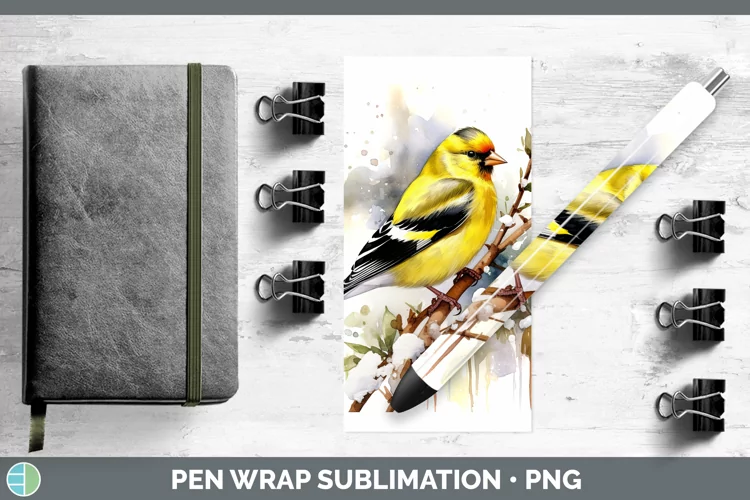 Winter Snow Goldfinch Pen Wrap Sublimation Epoxy Pen Designs