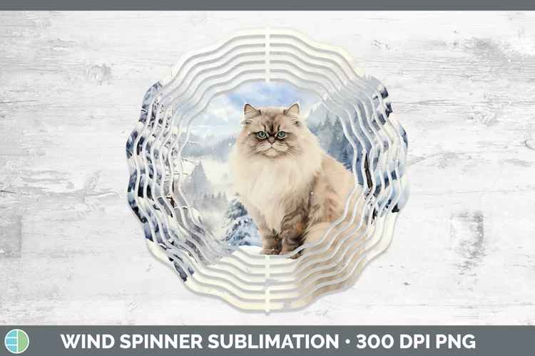 Winter Snow Himalayan Cat Wind Spinner Sublimation Spinner D