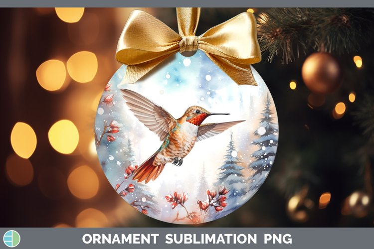 Winter Snow Hummingbird Ornament Sublimation Bauble Designs