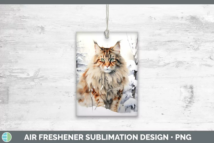 Winter Snow Maine Coon Cat Air Freshener Sublimation Car Fre