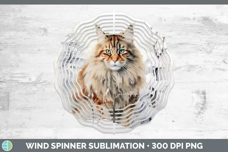 Winter Snow Maine Coon Cat Wind Spinner Sublimation Spinner