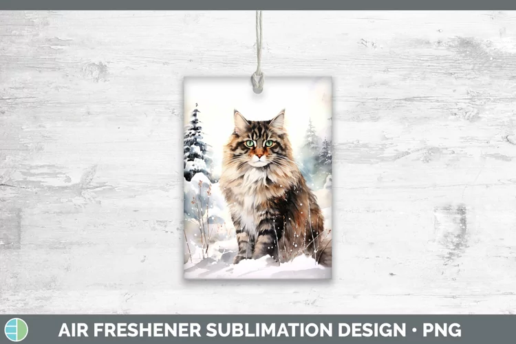 Winter Snow Norwegian Forest Cat Air Freshener Sublimation C