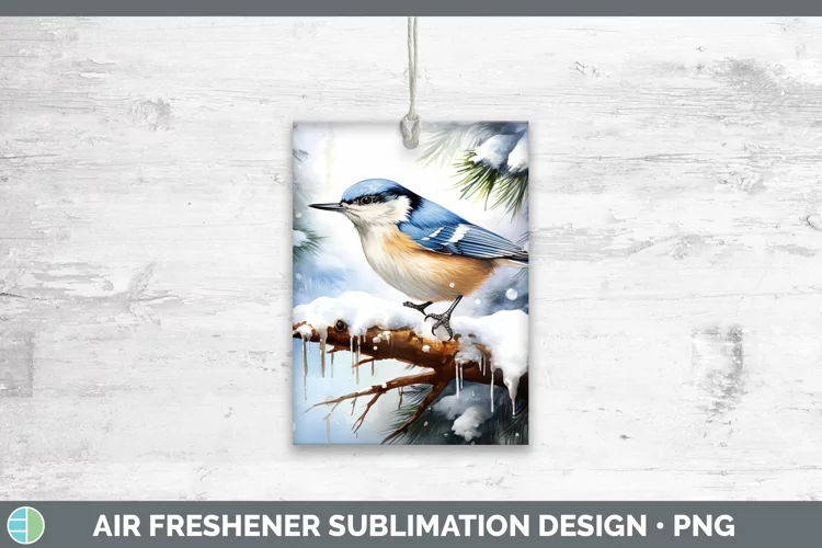 Winter Snow Nuthatch Air Freshener Sublimation Car Freshener