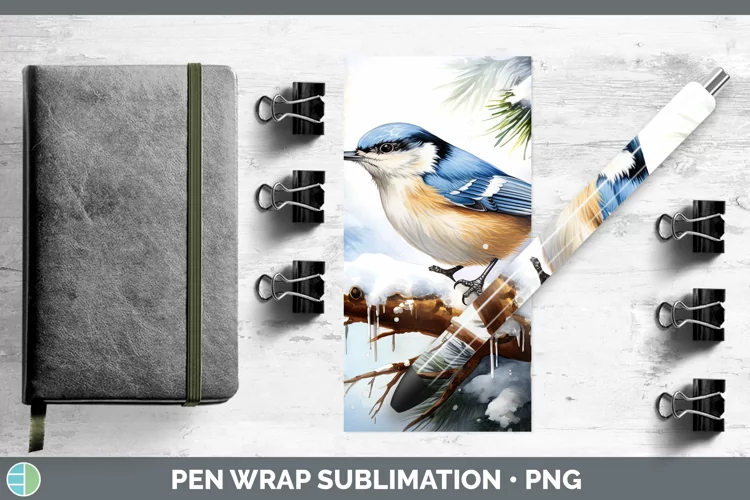 Winter Snow Nuthatch Pen Wrap Sublimation Epoxy Pen Designs