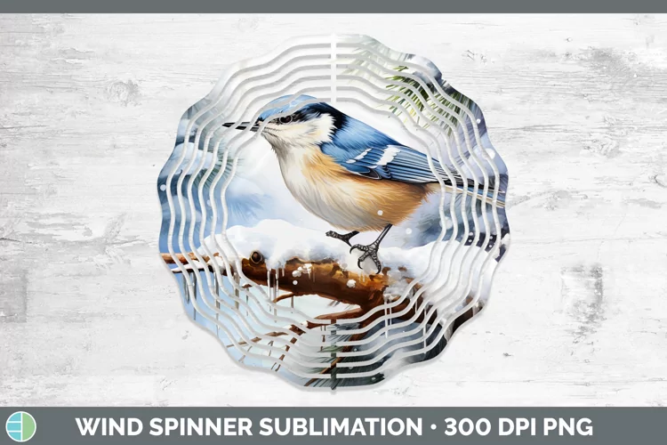 Winter Snow Nuthatch Wind Spinner Sublimation Spinner Design