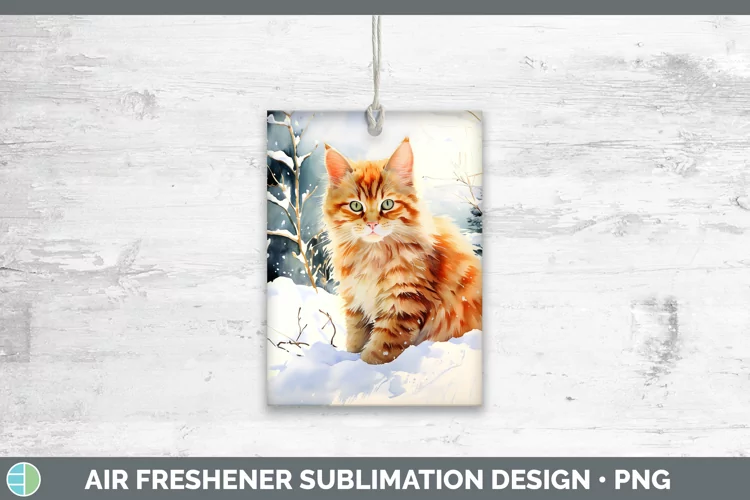 Winter Snow Orange Cat Air Freshener Sublimation Car Freshen
