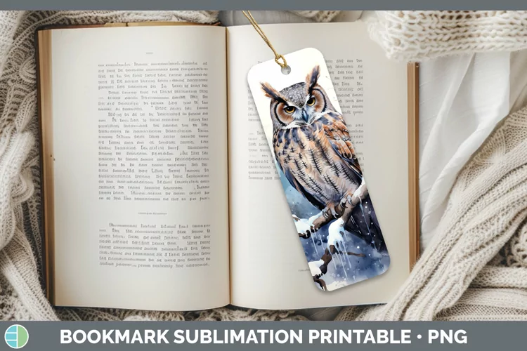 Winter Snow Owl Bookmark Sublimation Printable Designs