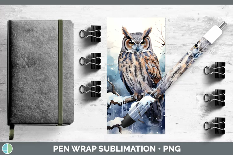 Winter Snow Owl Pen Wrap Sublimation Pen Designs
