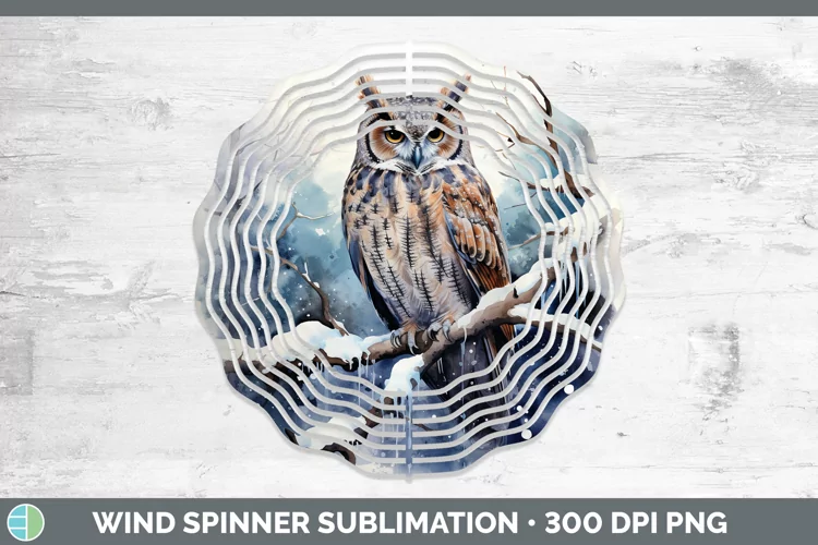 Winter Snow Owl Wind Spinner Sublimation Spinner Designs