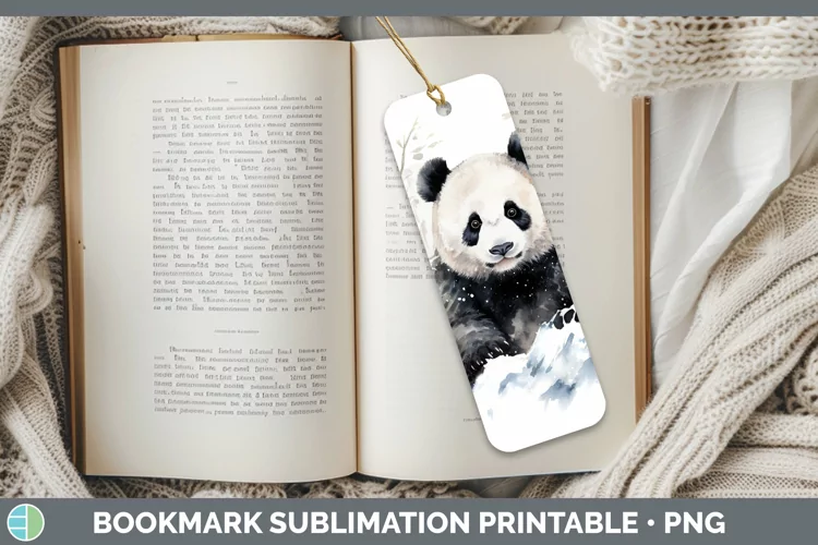 Winter Snow Panda Bookmark Sublimation Printable Designs