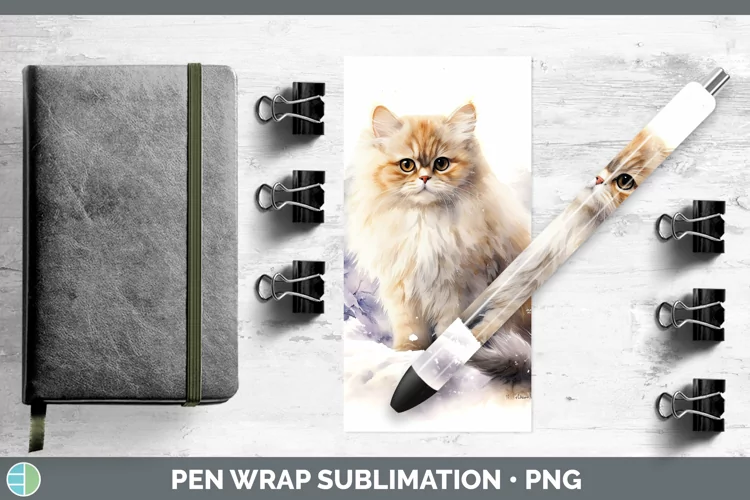 Winter Snow Persian Cat Pen Wrap Sublimation Pen Designs