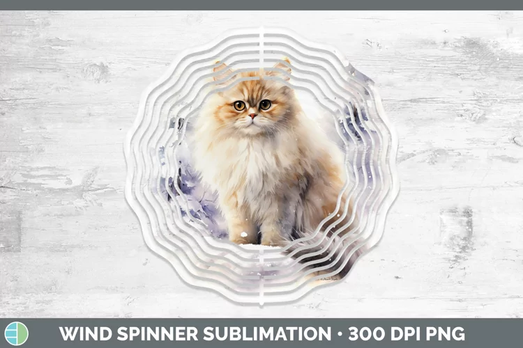Winter Snow Persian Cat Wind Spinner Sublimation Spinner Des