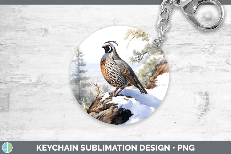 Winter Snow Quail Keychain Sublimation Keyring Designs