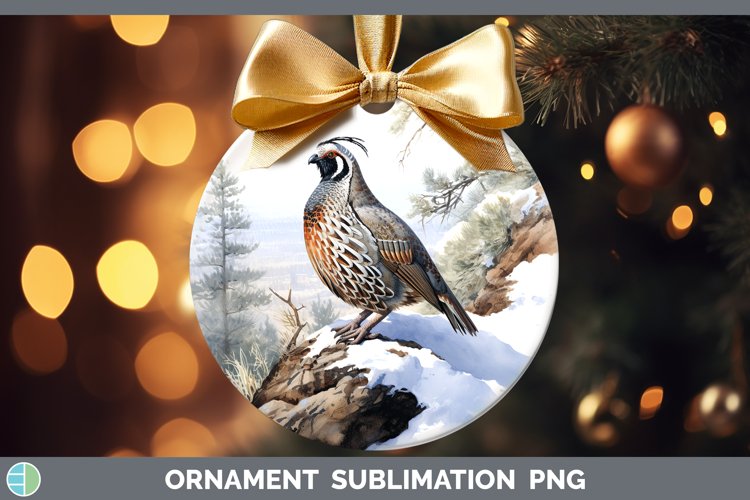Winter Snow Quail Ornament Sublimation Bauble Designs