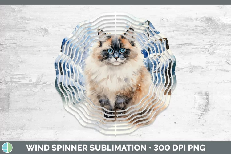 Winter Snow Ragdoll Cat Wind Spinner Sublimation Spinner Des