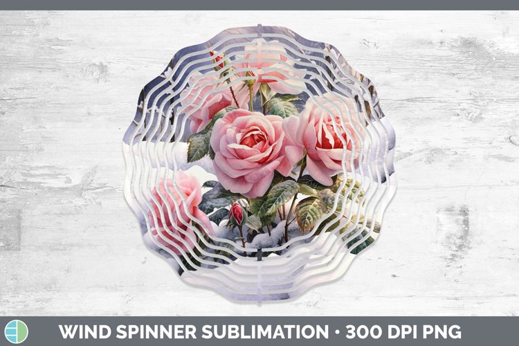 Winter Snow Rose Wind Spinner Sublimation Spinner Designs