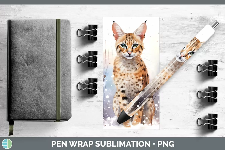 Winter Snow Savannah Cat Pen Wrap Sublimation Pen Designs