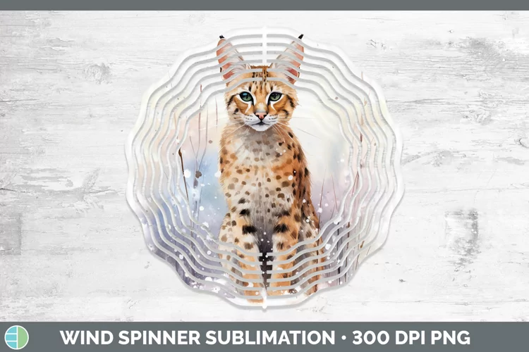 Winter Snow Savannah Cat Wind Spinner Sublimation Spinner De