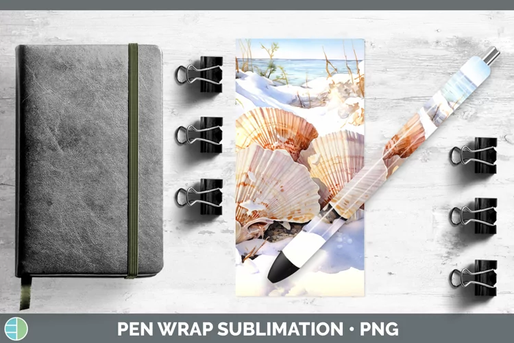 Winter Snow Seashell Pen Wrap Sublimation Pen Designs