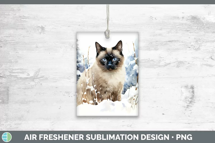 Winter Snow Siamese Cat Air Freshener Sublimation Car Freshe
