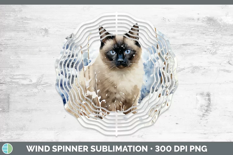 Winter Snow Siamese Cat Wind Spinner Sublimation Spinner Des
