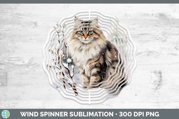Winter Snow Siberian Cat Wind Spinner Sublimation Spinner De