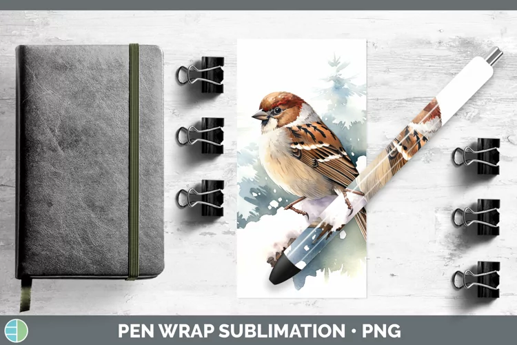 Winter Snow Sparrow Pen Wrap Sublimation Epoxy Pen Designs