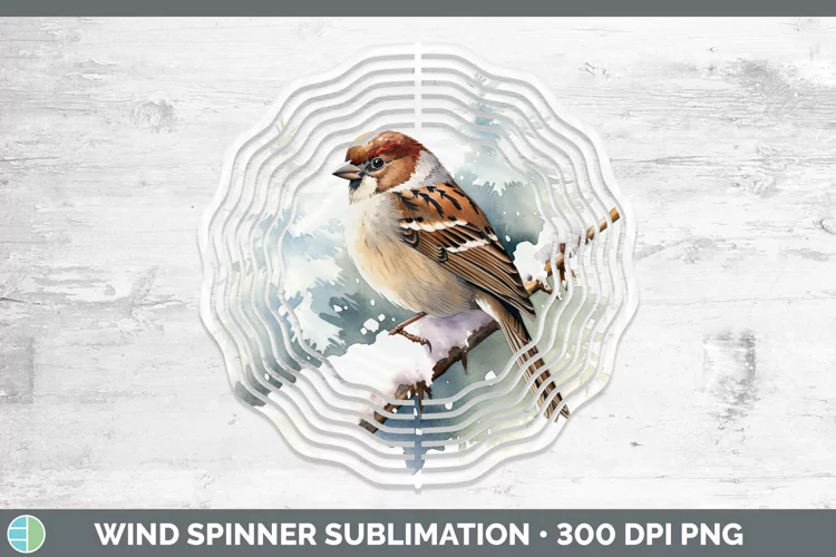 Winter Snow Sparrow Wind Spinner Sublimation Spinner Designs