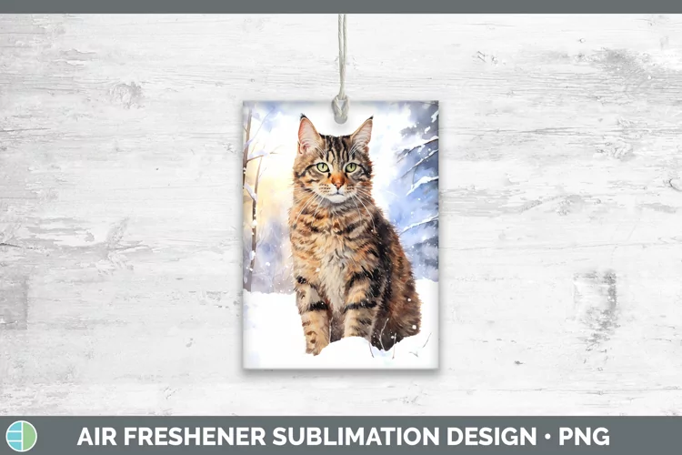 Winter Snow Tabby Cat Air Freshener Sublimation Car Freshene