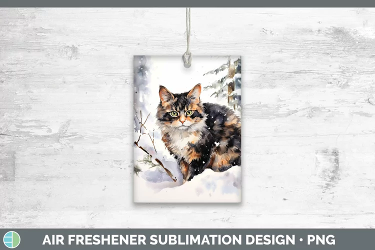 Winter Snow Tortoiseshell Cat Air Freshener Sublimation Car