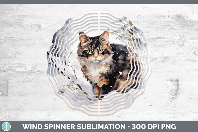 Winter Snow Tortoiseshell Cat Wind Spinner Sublimation Spinn