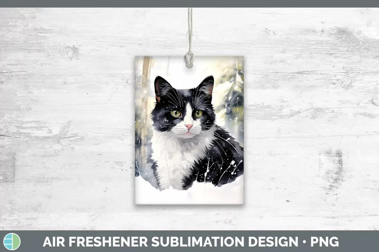 Winter Snow Tuxedo Cat Air Freshener Sublimation Car Freshen