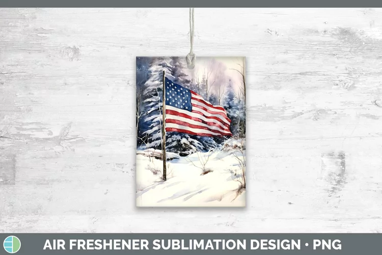 Winter Snow USA Flag Air Freshener Sublimation Car Freshener