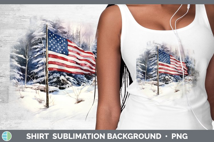 Winter Snow USA Flag Shirt Sublimation Sublimation Backgroun