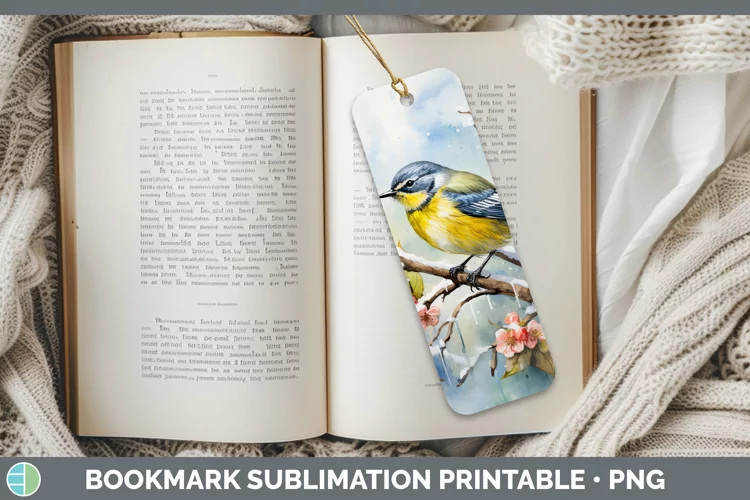 Winter Snow Warbler Bookmark Sublimation Printable Designs