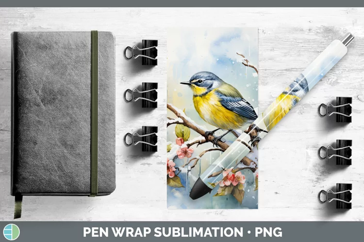 Winter Snow Warbler Pen Wrap Sublimation Epoxy Pen Designs