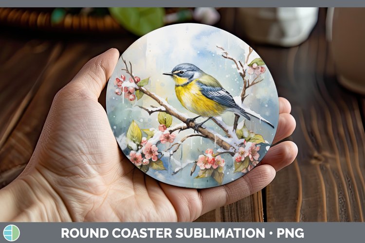 GorgeousWinter Snow Round Coaster design.