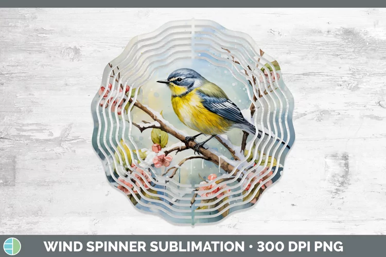 Winter Snow Warbler Wind Spinner Sublimation Spinner Designs