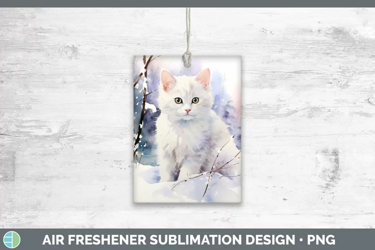 Winter Snow White Cat Air Freshener Sublimation Car Freshene