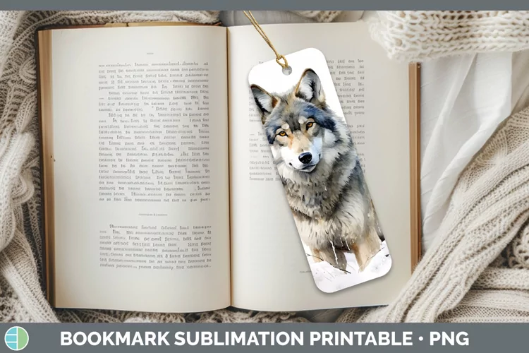 Winter Snow Wolf Bookmark Sublimation Printable Designs