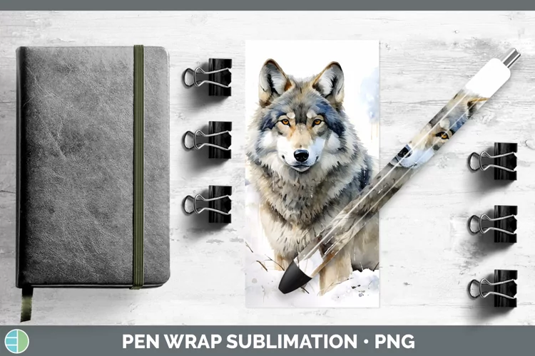 Winter Snow Wolf Pen Wrap Sublimation Pen Designs