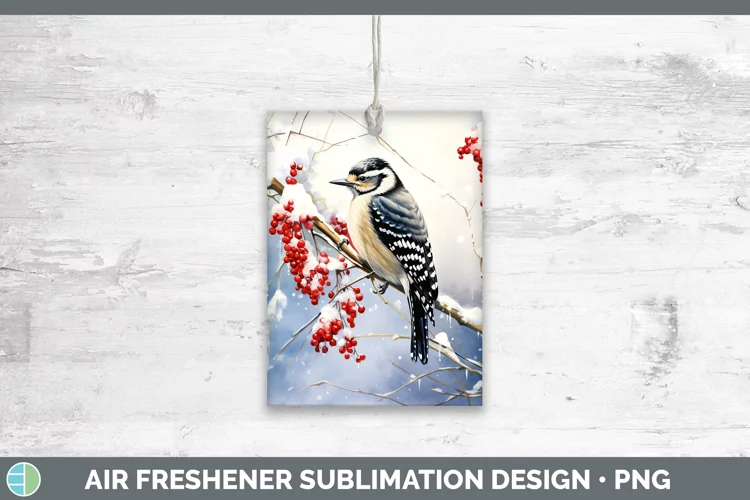 Winter Snow Woodpecker Downy Air Freshener Sublimation Car F