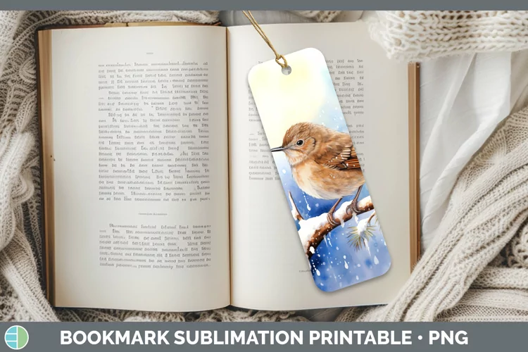 Winter Snow Wren Bookmark Sublimation Printable Designs