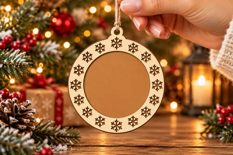 Winter Snowflake Bauble SVG, Laser Cut Wood Crafts Design