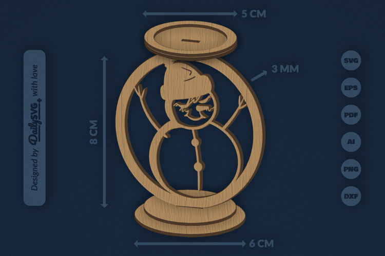 Winter Snowman Candle Holder Laser Cut